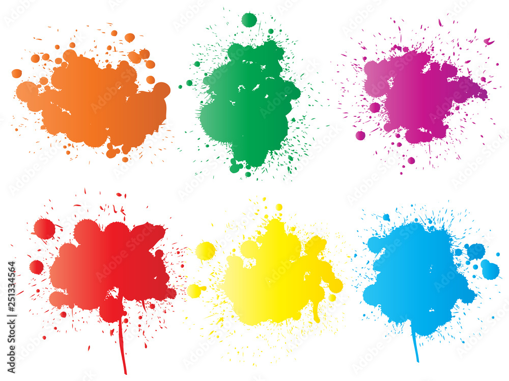 Vector collection of artistic grungy paint drop, hand made creative splash or splatter stroke set isolated white background. Abstract grunge dirty stains group, education or graphic art decoration Vector collection of artistic grungy paint drop, hand made creative splash or splatter stroke set isolated white background. Abstract grunge dirty stains group, education or graphic art decoration