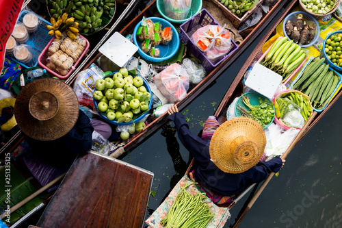 Photography Tha Kha floating market in Thailand