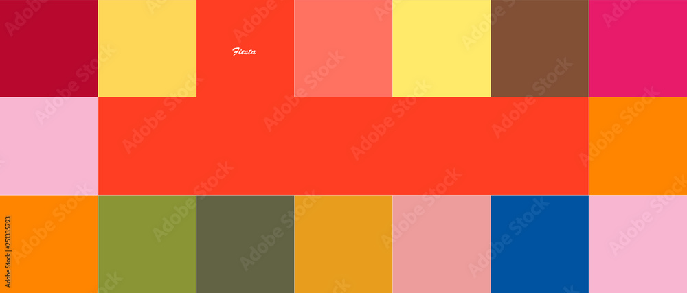 2019 Fiesta color palette, fashionable colors, abstract pattern