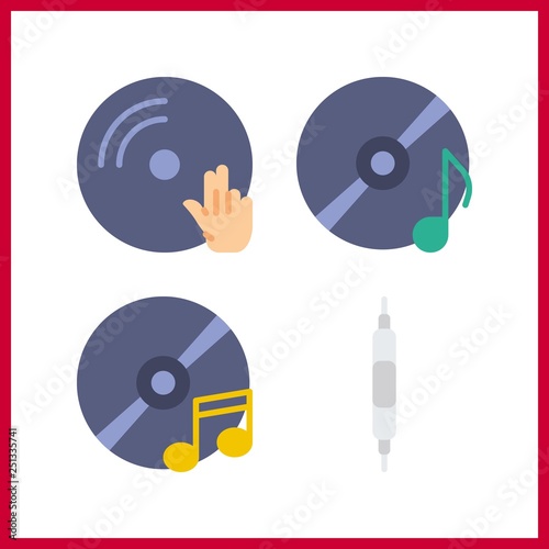 4 disc icon. Vector illustration disc set. volume controller and compact disc icons for disc works