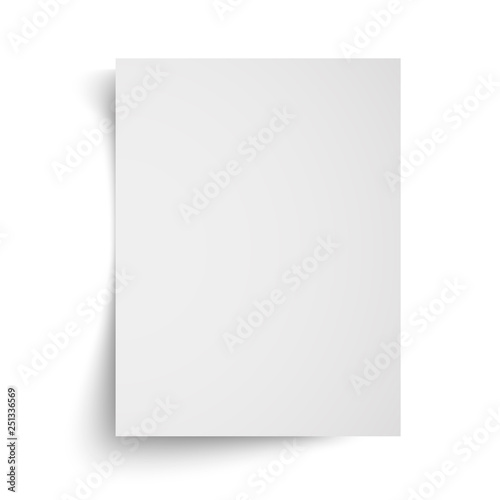 Realistic blank white A4 sheet template with soft shadows on white background. Vector Illustration EPS10