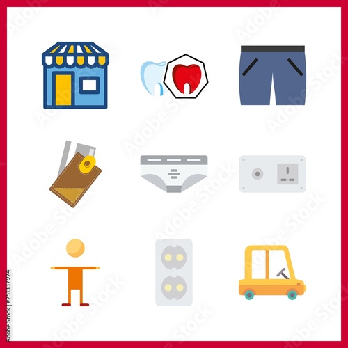 9 smile icon. Vector illustration smile set. billfold and spoiled tooth icons for smile works