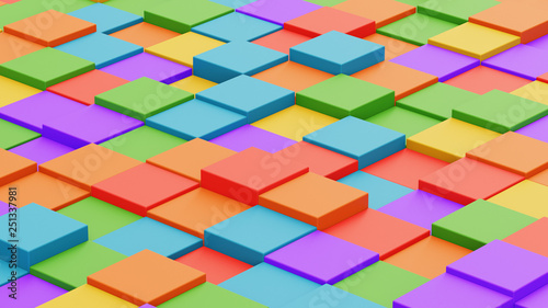 3D rendered rainbow colored abstract cubes