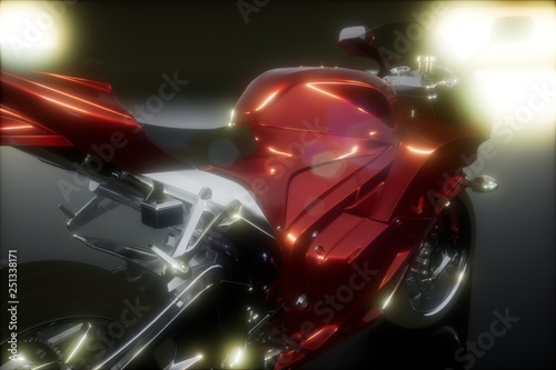 moto sport bike in dark studio with bright lights © icetray