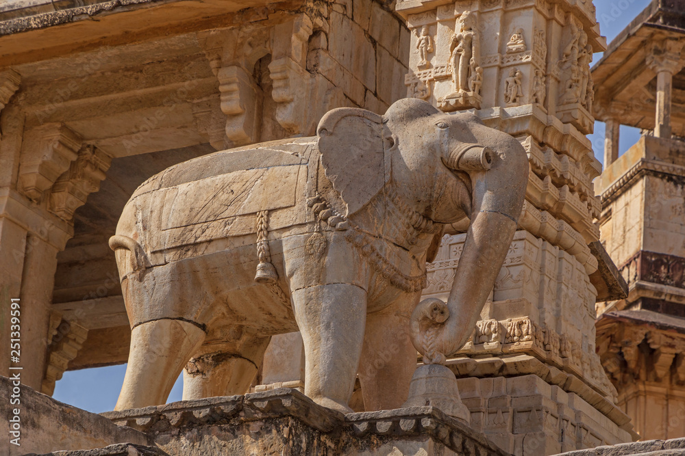 statue of elephant in old temple near Jaipur, India Stock Photo Adobe