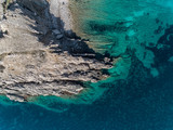Aerial shot of beach in Stara baska(old baska) on island Krk in Croatia