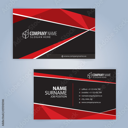 Red and Black modern business card template, Illustration Vector 10