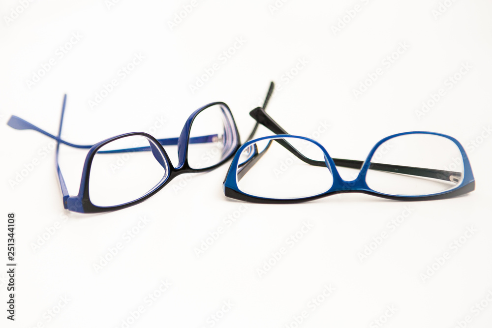 Two glasses in the blue frame on a white ground Two glasses in the blue frame on a white ground