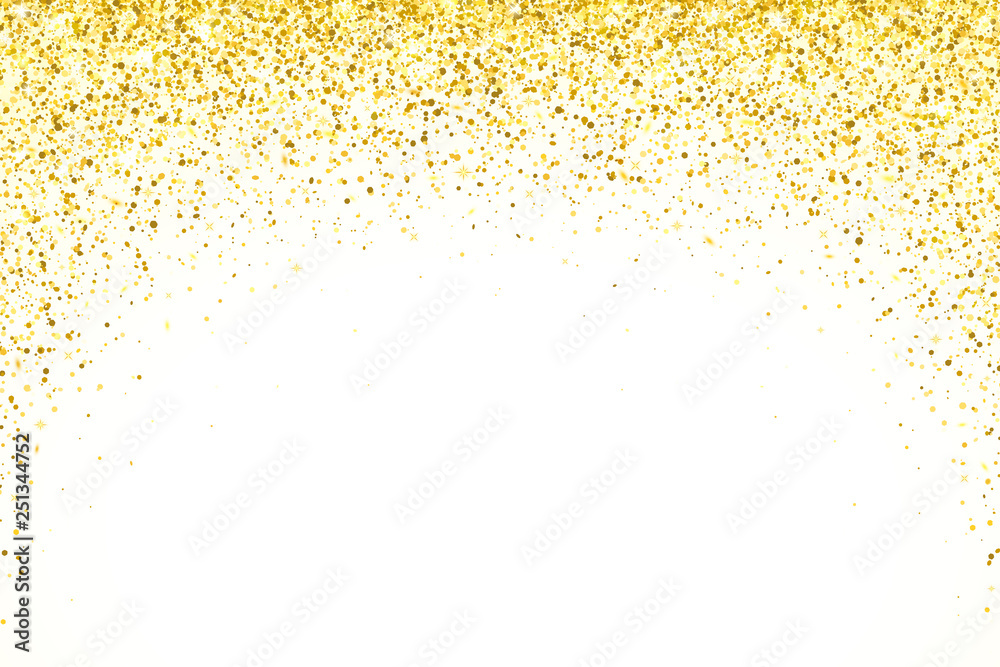 Gold falling particles arch shape on white background. Vector Gold falling particles arch shape on white background. Vector