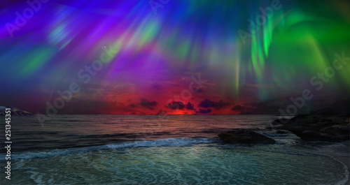 Beautiful northern lights of the northern part of the planet