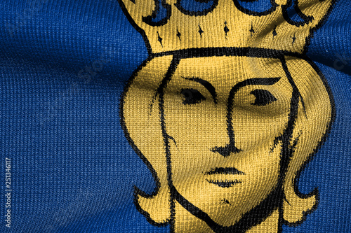 Saint Eric. king of Sweden. Close up. Warm sweater texture. The Coat Of Arms Of Stockholm. photo