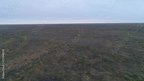 Video from the drone of the steppe. Chyornye Zemli (Black Lands) Nature Reserve, Kalmykia region, Russia. photo