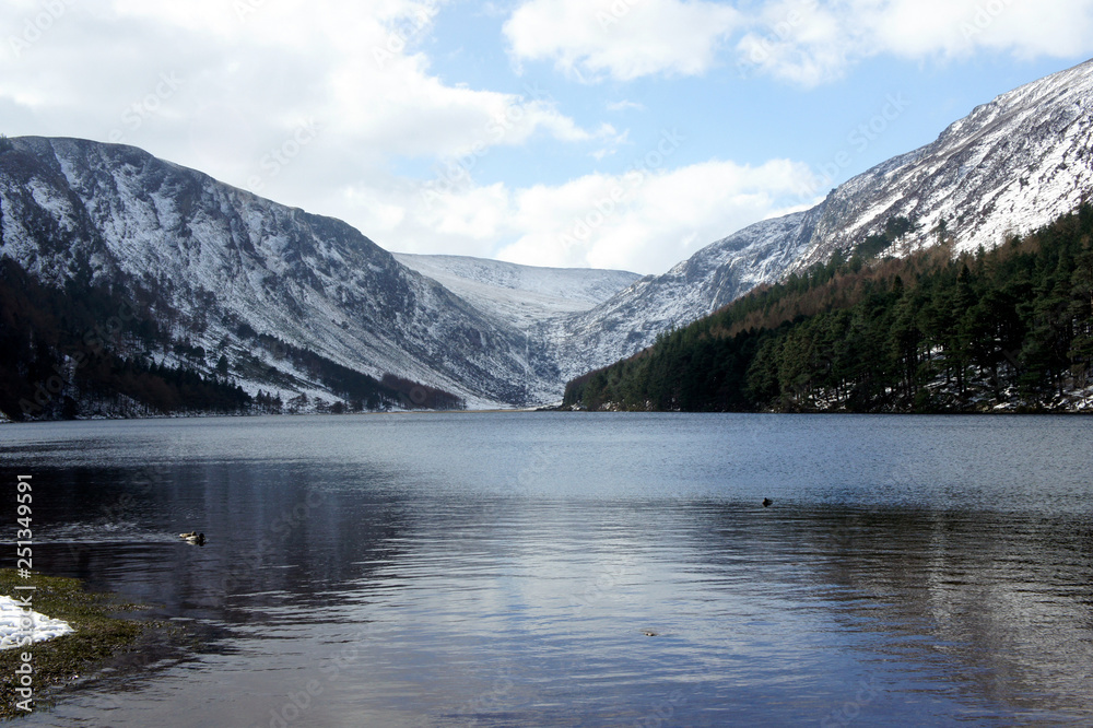 Winter in the Wicklow Mountains. Glendalough. Upper lake.