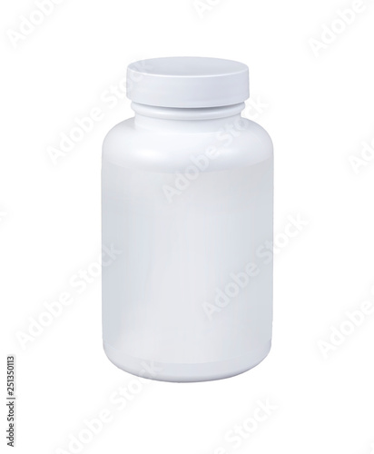 medicine white pill bottle isolated on a white background