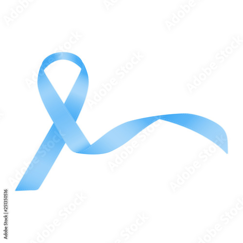 Light Blue Ribbon As Symbol Of Prostate Cancer Awareness, Graves Disease Isolated On A White Background. Vector Illustration. Healthcare Concept.