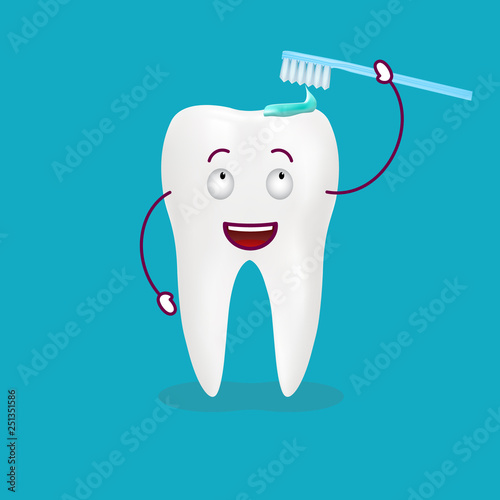 Bush The Tooth Is Fine Isolated On A Background. Vector Illustration. Healthcare Concept.