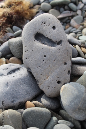 Various types of stones and pebbles taken on a stoney beach