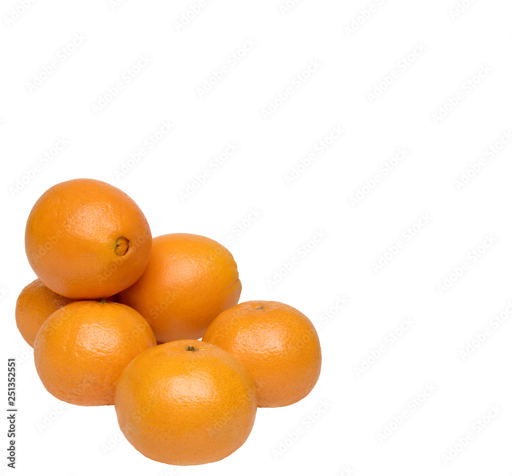 ripe tangerines on a white background ripe tangerines on a white background