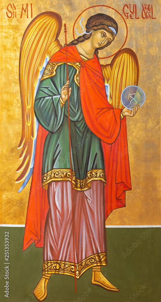 PALMA DE MALLORCA, SPAIN - JANUARY 27, 2019: The icon of Archangel Michael in orthodox church Iglesia de la Natividad del Senor by unknown artist.