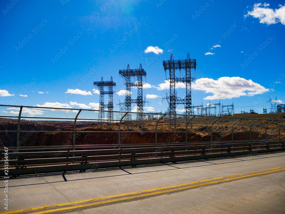Fototapeta premium Power Lines Over Glen Canyon Dam