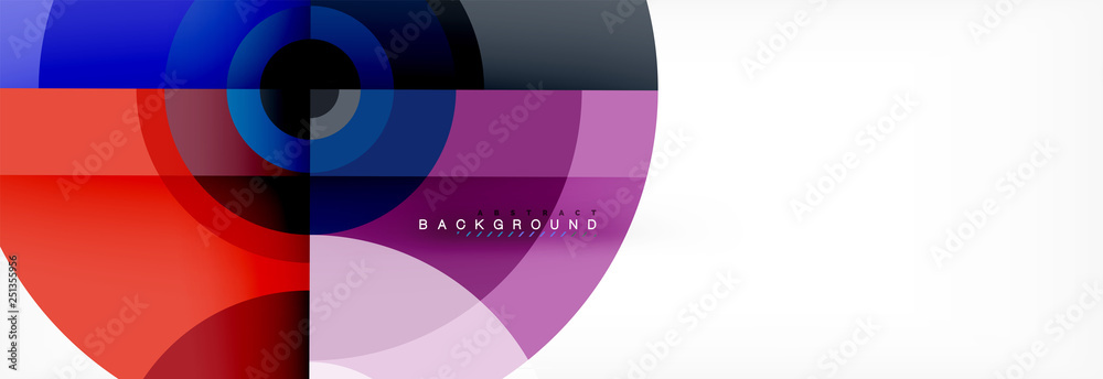 Fototapeta premium Minimal geometric circles and triangles abstract background, techno modern design, poster template