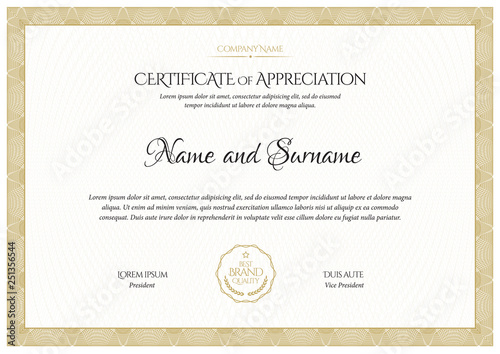 Certificate template. Diploma of modern design or gift certificate. Vector illustration.