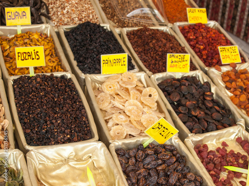 Gewürze, türkischer Basar, Trockenfrüchte, orientalisch, türkisch, Basar, Jahrmarkt, absatzmarkt, essen, obst, gewürz