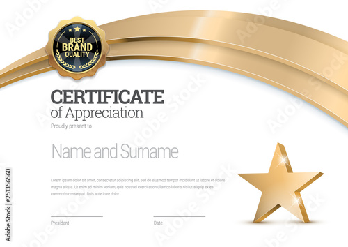 Certificate template. Diploma of modern design or gift certificate. Vector illustration.