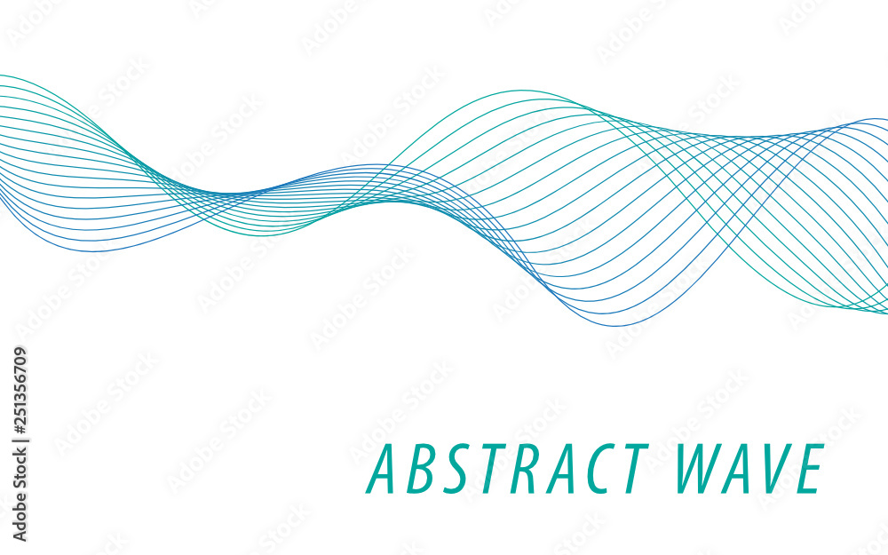 Abstract blue wave lines on white background. Can be used presentation ...