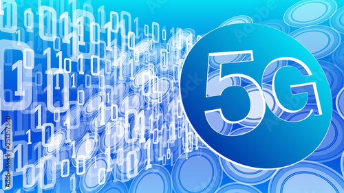 Wireless network 5G, vector abstract binary code digits
