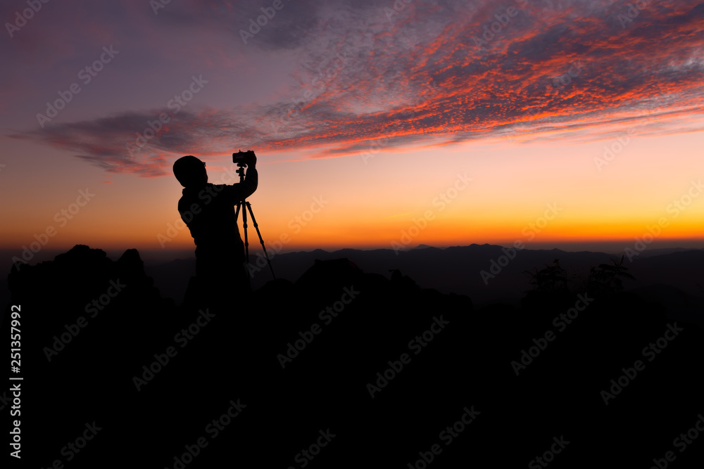 Landscape of sunrise on Mountain at  of  Doi Pha Phueng ,NAN,Thailand