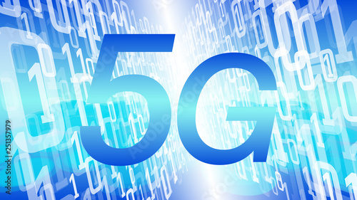 5G wireless network security threat, futuristic technology concept backdrop vector binary code blue background