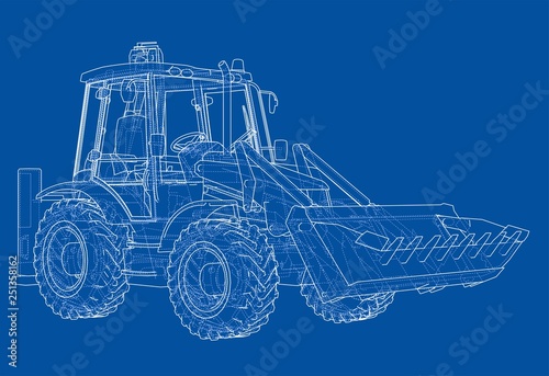 Sketch of Loading Shovel with Back Actor