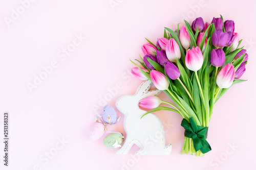 Pink fresh easter tulips