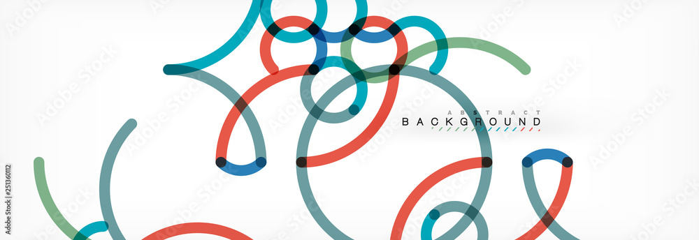 Naklejka premium Curly wave lines abstract background design, transparent color lines on gray