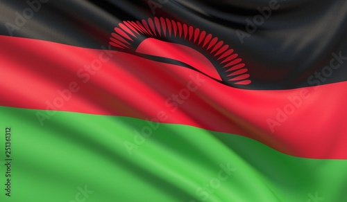 Flag of Malawi. Waved highly detailed fabric texture. 3D illustration. Free Download Flag of Malawi. Waved highly detailed fabric texture. 3D illustration. - GFXLoad