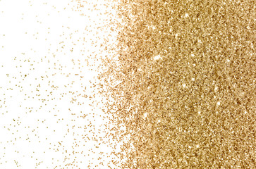 Background with gold glitter on white background for your design