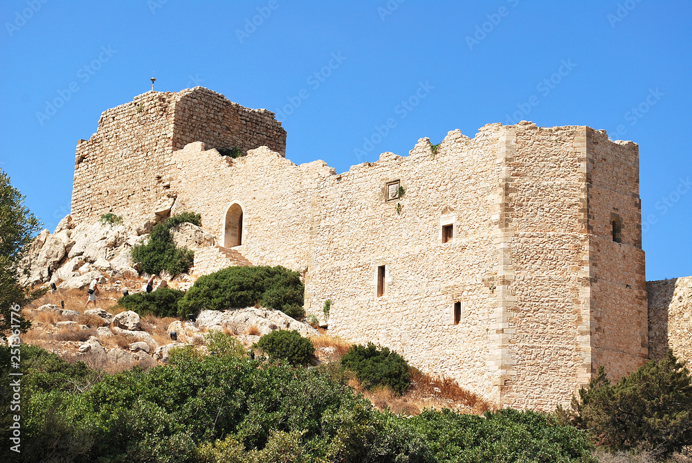 Close up of ruins of Kritinia Castle, Kritinia Village, Rhodes Island, Greece Close up of ruins of Kritinia Castle, Kritinia Village, Rhodes Island, Greece