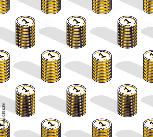 Money coins seamless background, backdrop for financial business website or economical theme ads and information, 3d cash, vector wallpaper or web site background.