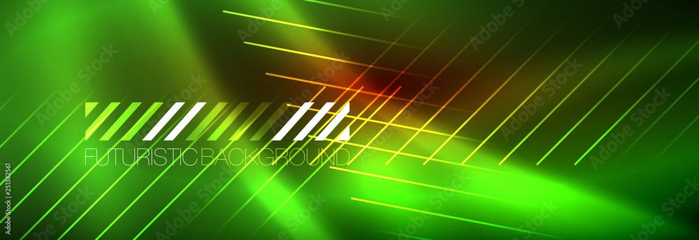 Neon glowing techno lines, hi-tech futuristic abstract background template with lines Neon glowing techno lines, hi-tech futuristic abstract background template with lines