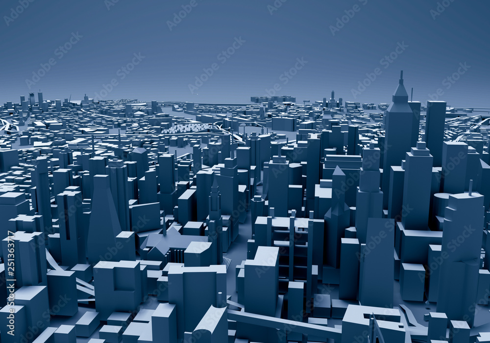 Fototapeta premium City Center 3d rendering, illustration 3d