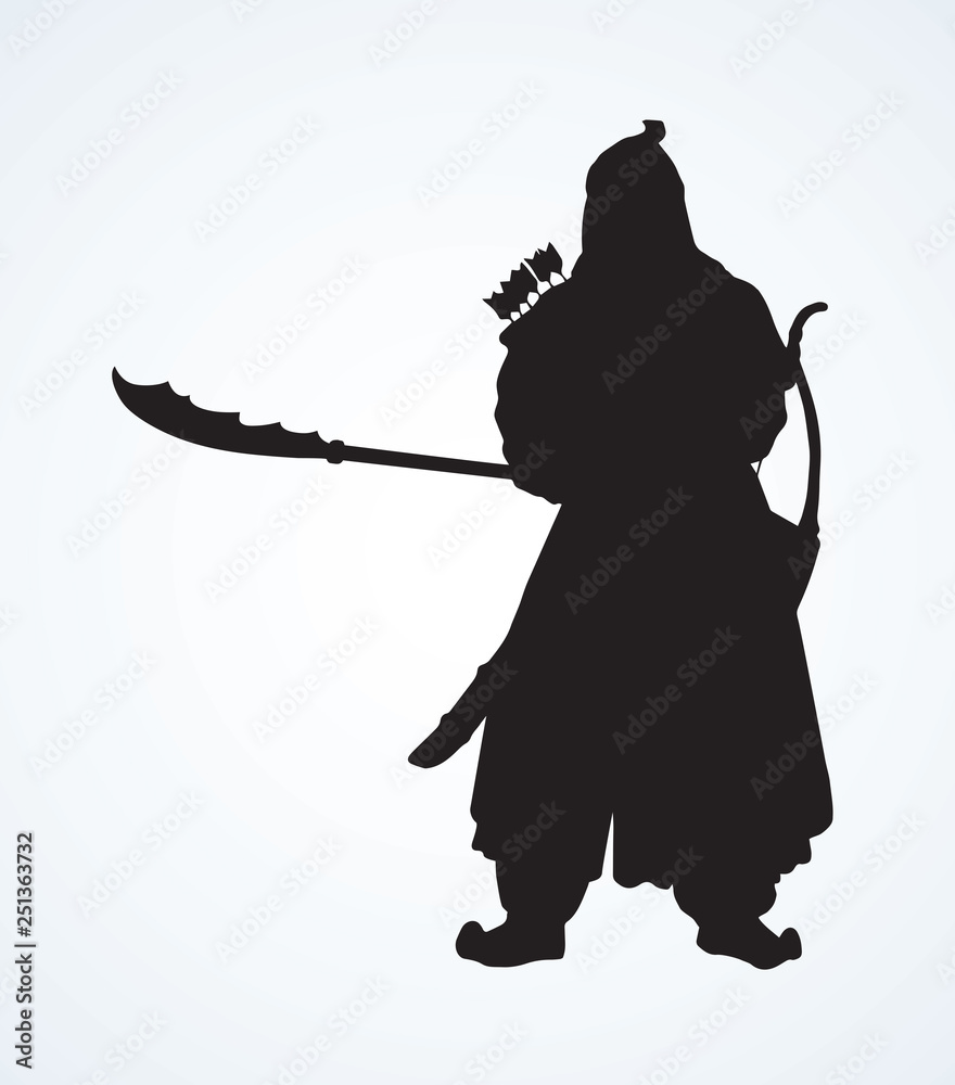 Vector drawing of Chinese warrior Stock Vector | Adobe Stock