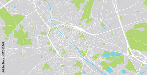 Urban vector city map of Tournai, Belgium