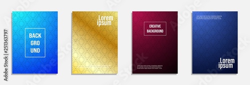 Colorful and modern cover design. Set of geometric pattern background