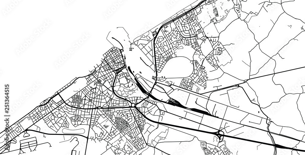 Obraz premium Urban vector city map of Ostend, Belgium