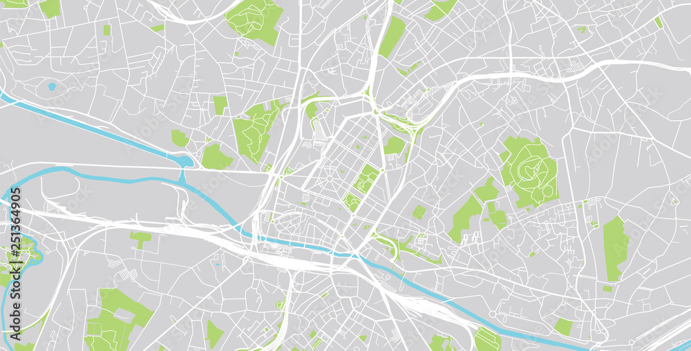 Urban vector city map of Charleroi, Belgium