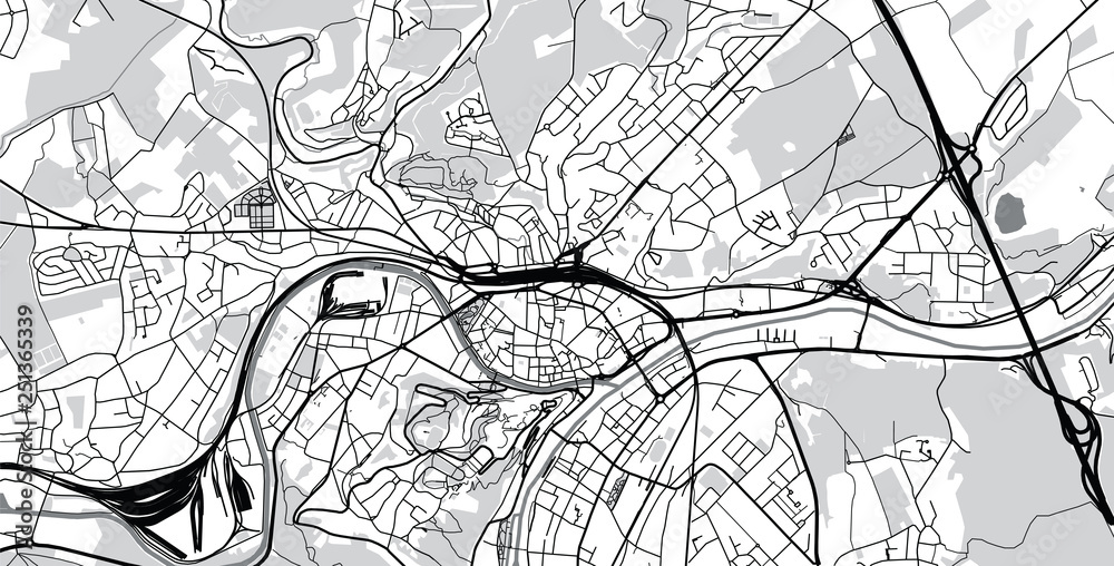 Urban vector city map of Namur, Belgium