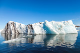 panorama of icebergs floating in the blue lagoon