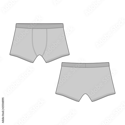 Technical sketch boxer shorts. Vector illustration of men s underpants.