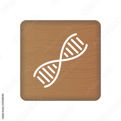 Human DNA, Genetics Icon On Wooden Blocks Isolated On A White Background. Vector Illustration. Healthcare Concept.